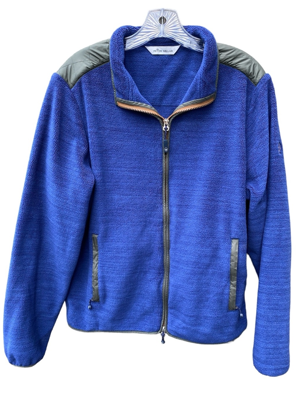 Peter Millar Fleece Full Zip Jacket Men's Size Medium Navy Blue Golf Outerwear